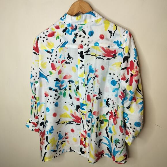 Multiples Button Up Shirt Abstract Colorful Art to Wear - Picture 10 of 11